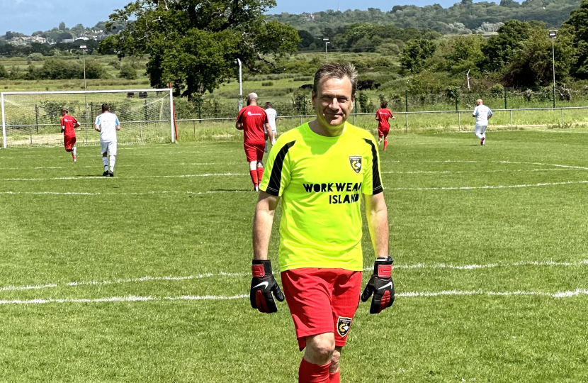 Bob Seely in goal